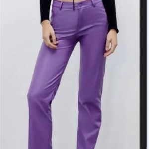 Zara Purple Faux Leather Pants